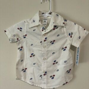 Carters new with tags cars button up short sleeve dress shirt boys 3 month